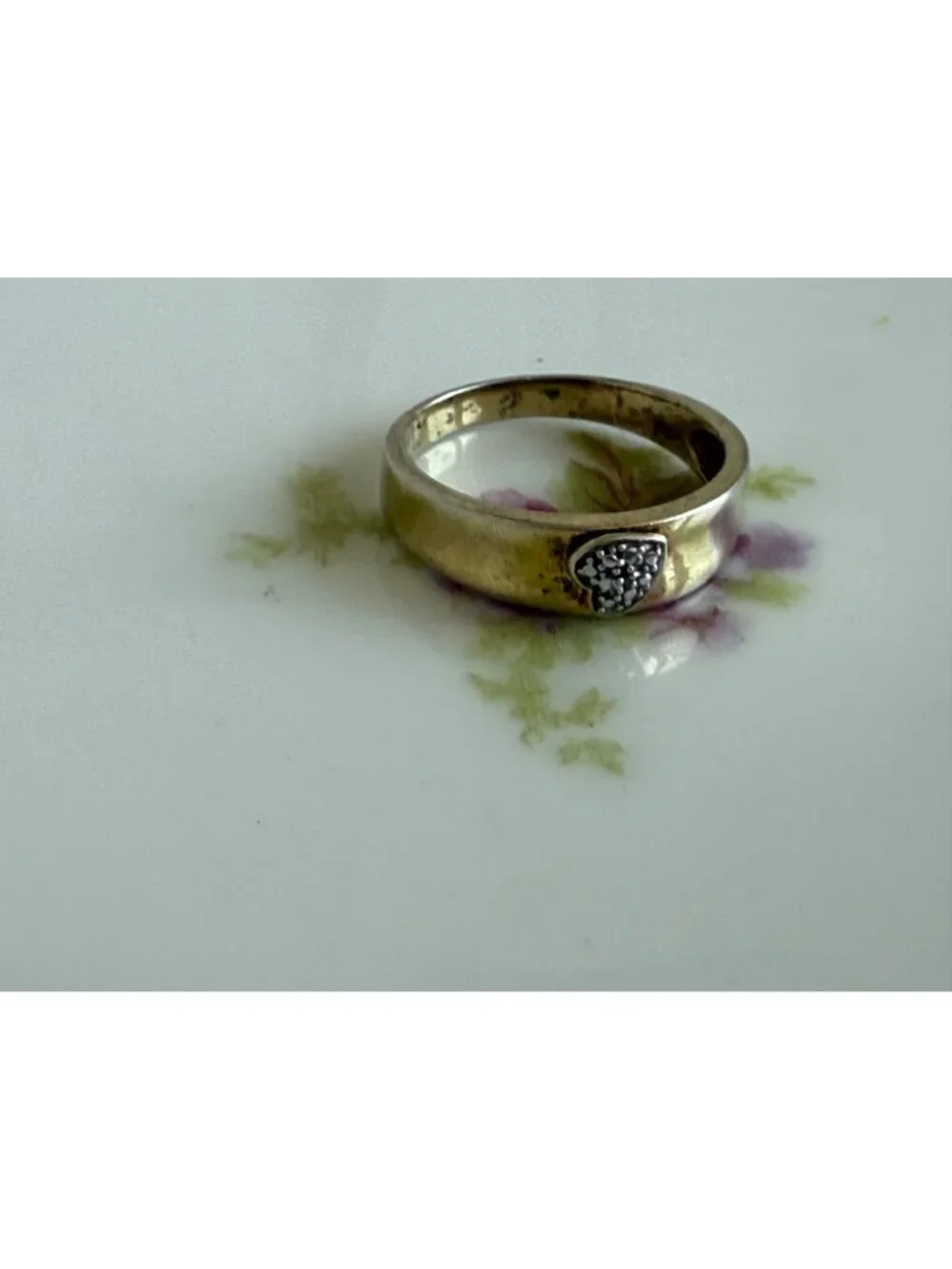 Vintage 90s Ring 925 Silver Gold Vermeil Heart Ring Size size 9